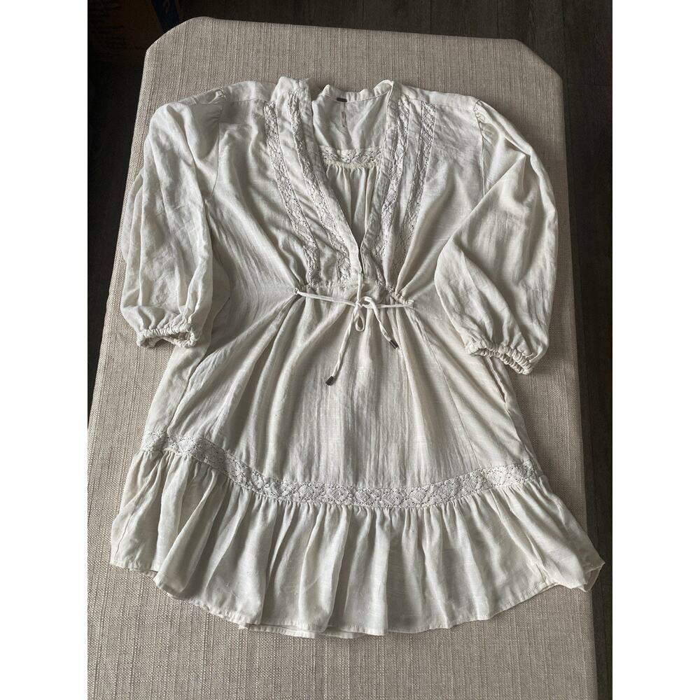 Free People Sachi Mini Dress Cotton Gauze Balloon Sleeve XL